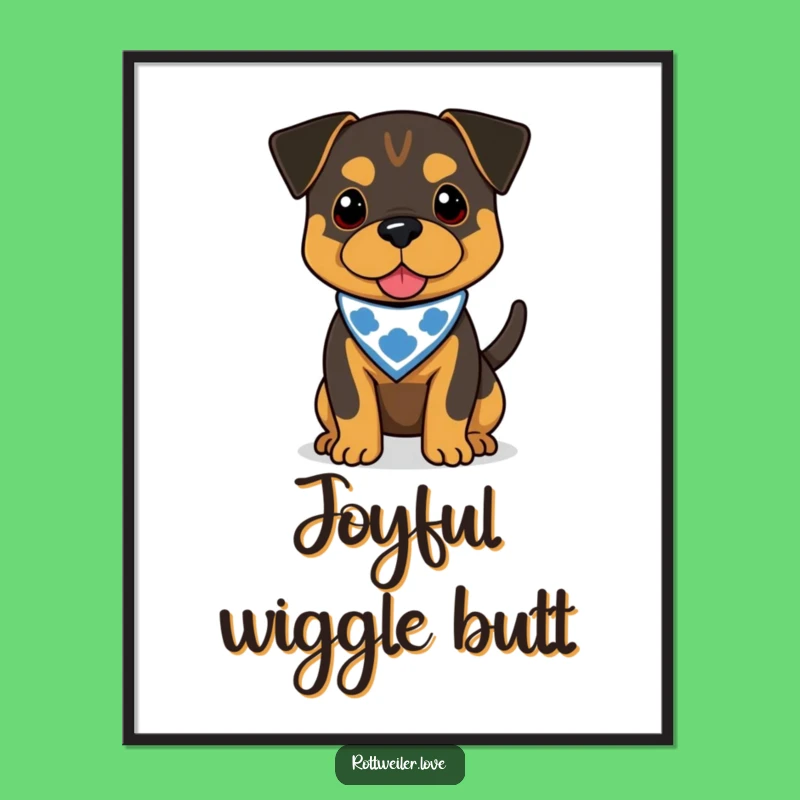 Funny Rottweiler Bandana Digital Art - Instant Wagging Tail Dog Print Gift