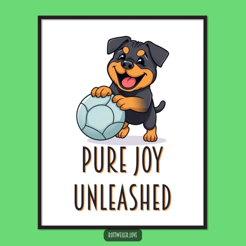 Funny Rottweiler Fetch Digital Art: Instant Download for Joyful Decor