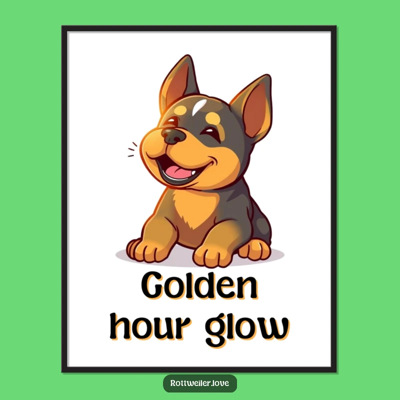 Funny Rottweiler Sunshine Digital Art: Instant Download for Relaxed Decor