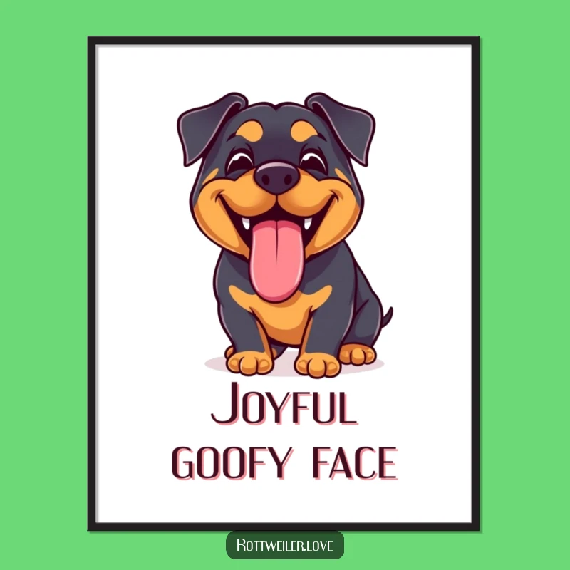 Funny Kawaii Rottweiler Grin Digital Art: Decorate with Pure Joy!