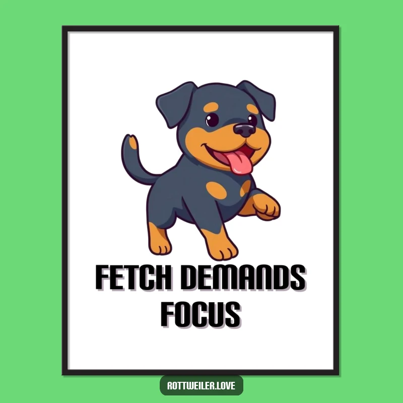Printable Funny Rottweiler Fetch Art: Instant Joy for Your Walls