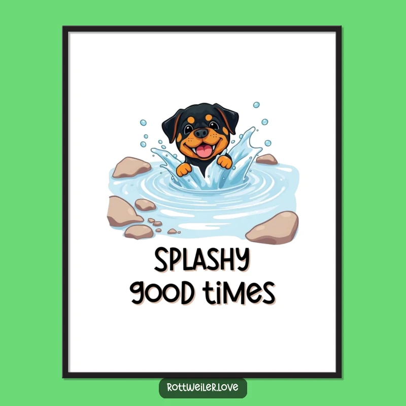 Funny Rottweiler Splash Digital Art, Playful Dog Printable, Hilarious Home Decor Gift