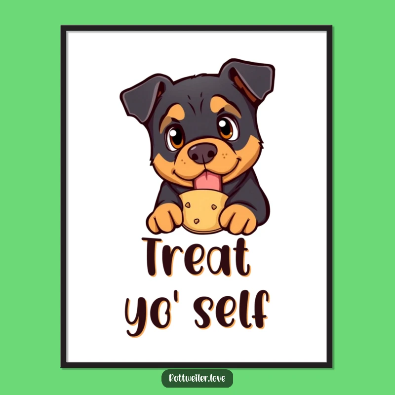 Funny Rottweiler Treat Digital Art: Instant Download for Curious Decor
