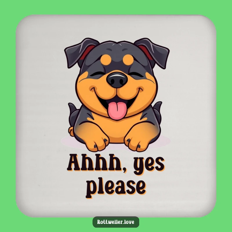 Funny Rottweiler Coaster: Blissful Belly Rub Protection