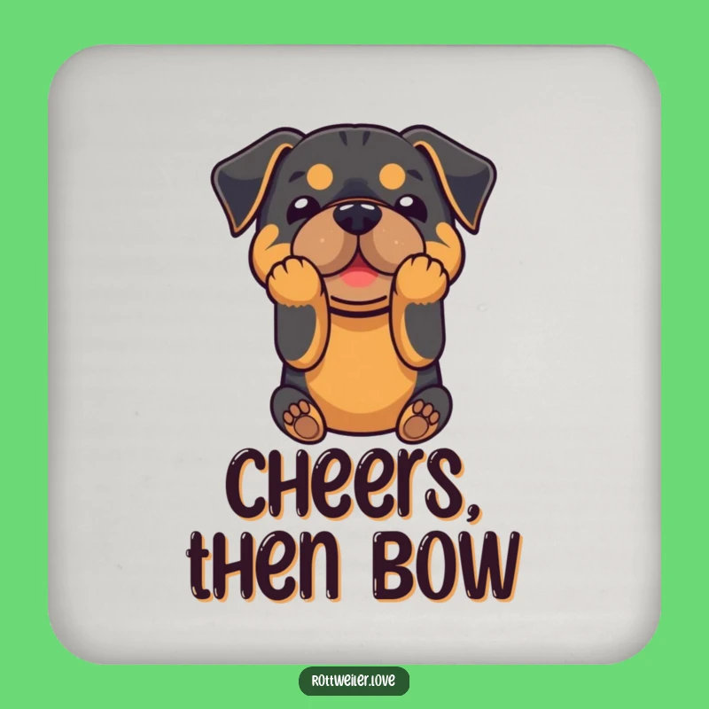 Funny Rottweiler Bowing Drink Coaster - Protect & Amuse