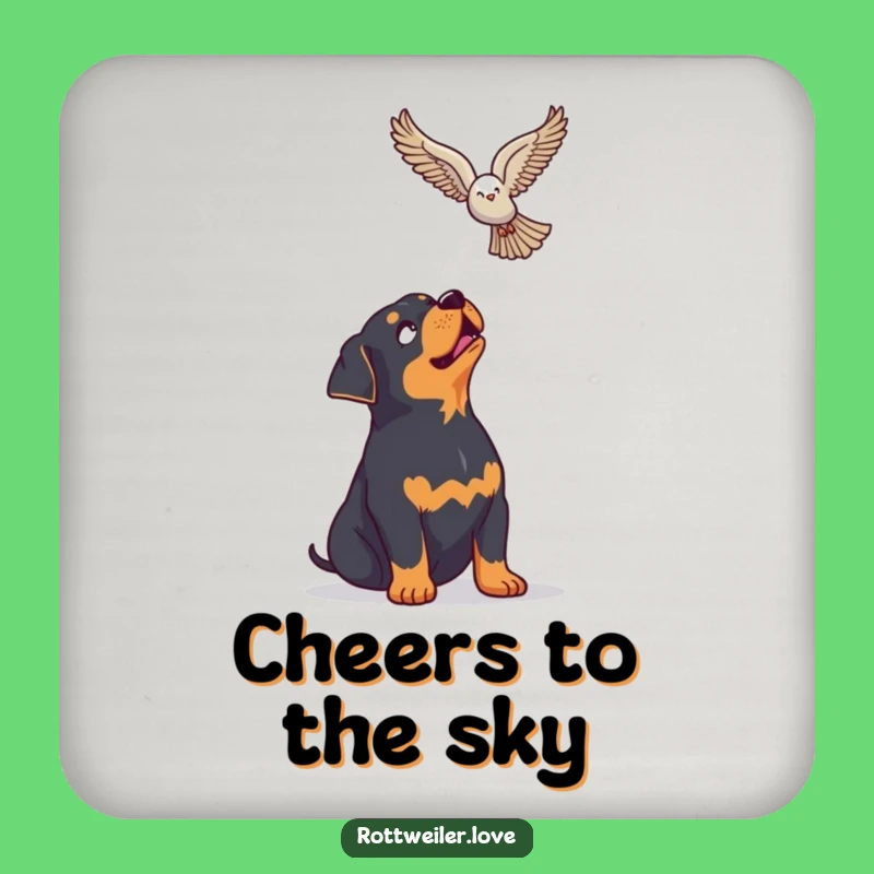 Funny Rottweiler Bird Coaster, Enthusiastic Dog Table Protector, Hilarious Home Gift