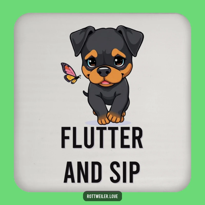 Funny Rottweiler Focus Coasters: Protect Surfaces with Determined Dog Style