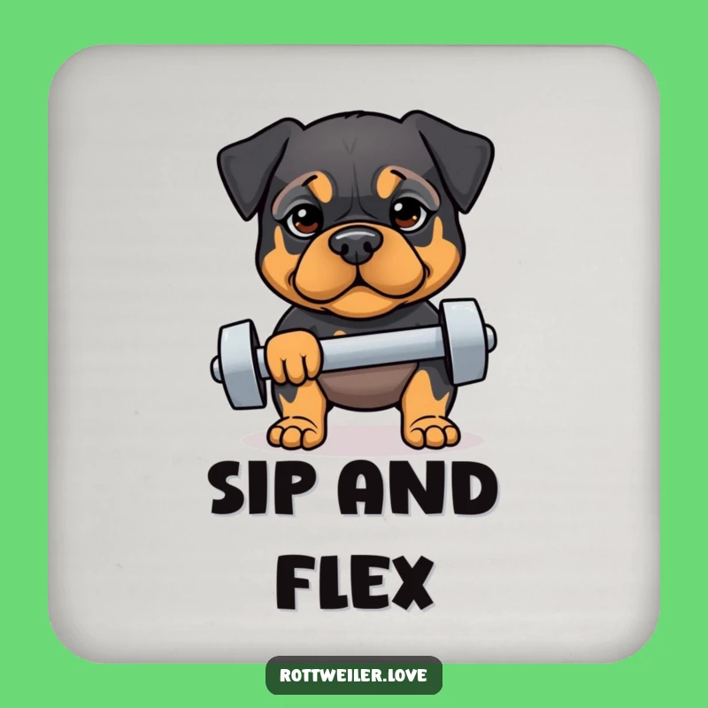Funny Fit Rottweiler Coaster: Protect Surfaces with Determination, Gift