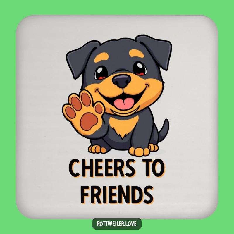 Funny Kawaii Rottweiler Drink Coaster: Protect Surfaces with Friendly Charm