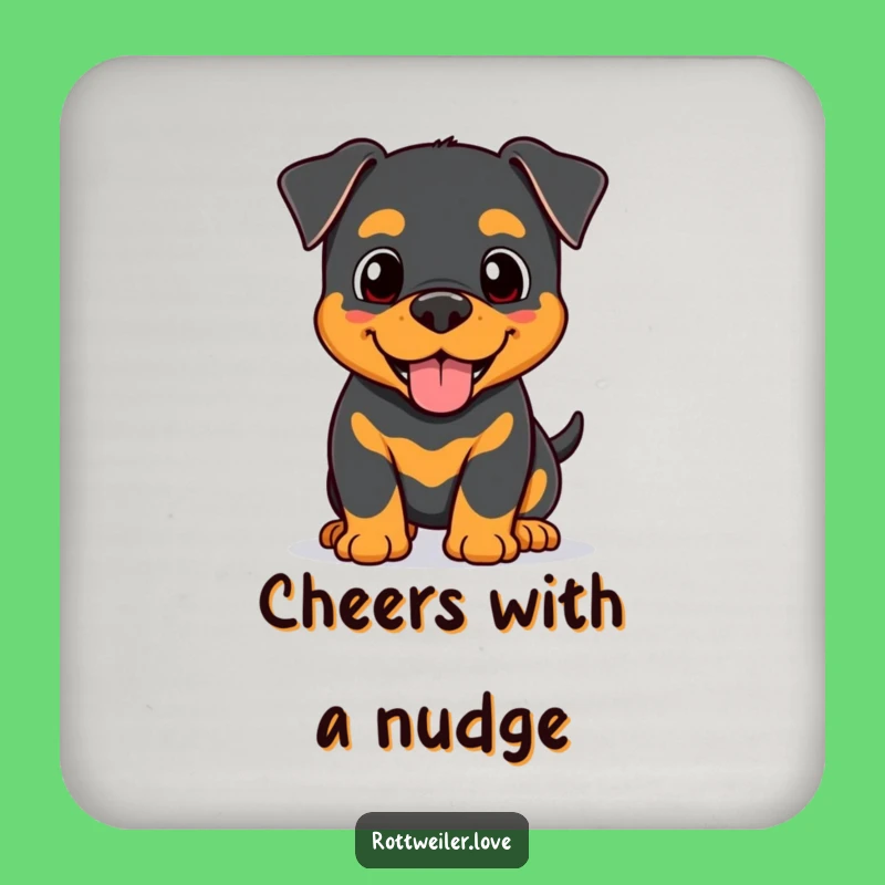 Funny Kawaii Rottweiler Nudge Coaster, Affectionate Dog Drink Protector, Happy Pup Decor