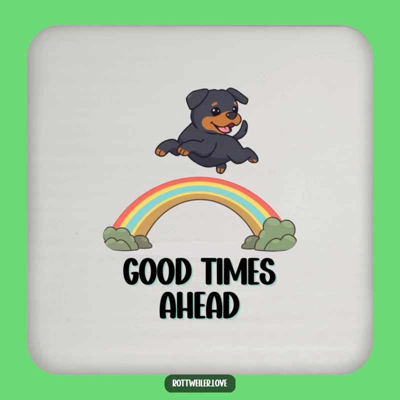 Funny Rainbow Bridge Rottweiler Coasters: Memorial Dog Drink Protector Gift