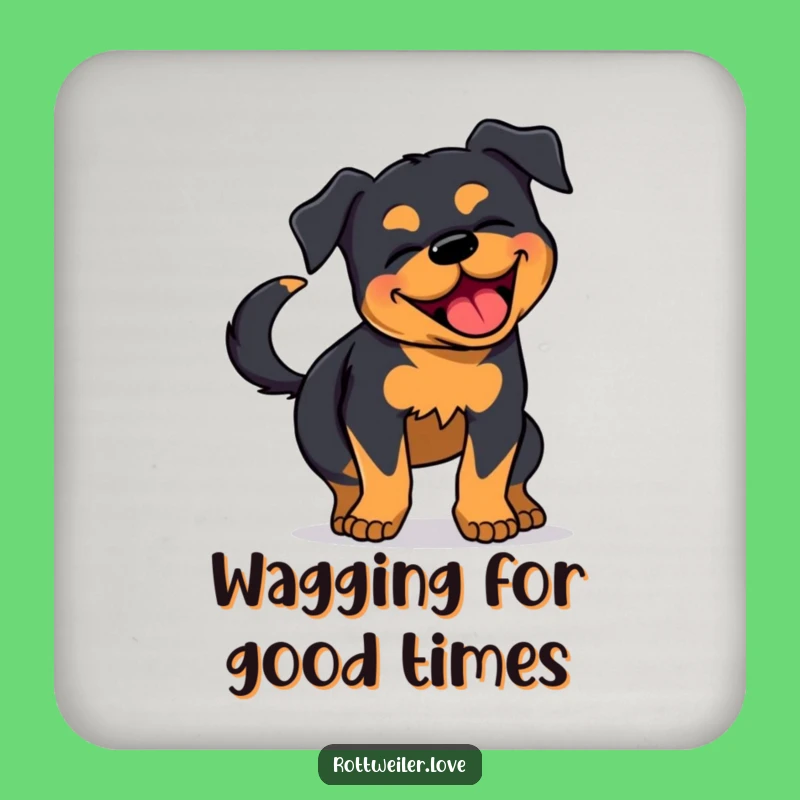 Funny Rottweiler Coaster - Joyful Dog Drink Protector - Fun Gift