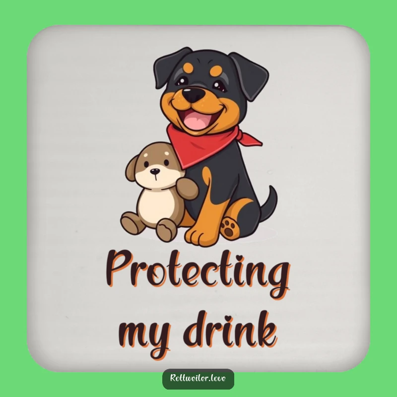 Funny Rottweiler Guard Drink Coaster: Protect Surfaces with Joyful Style