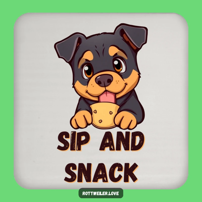 Funny Rottweiler Treat Drink Coaster: Protect Surfaces with Curious Style