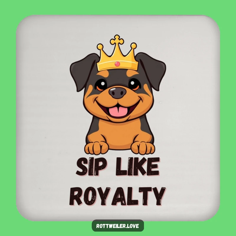 Funny Royal Rottweiler Coaster: Protect Surfaces with Crown, Dog Gift