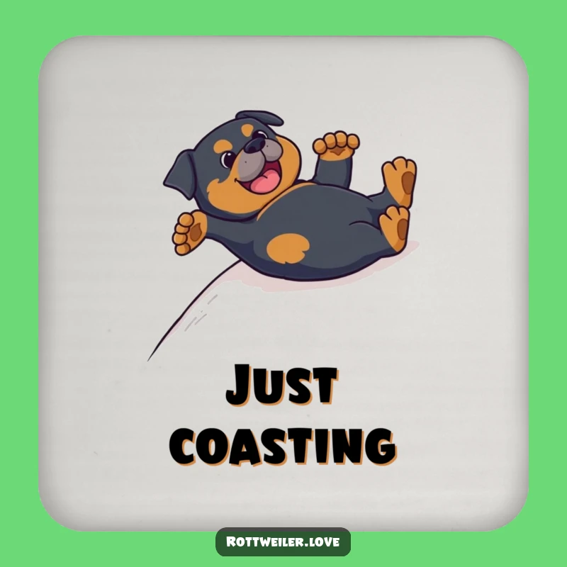 Funny Rottweiler Backslide Coaster - Hilarious Dog Table Protector Gift