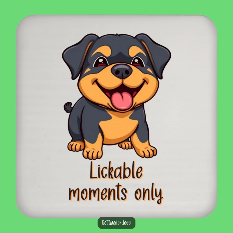 Funny Rottweiler Lick Coaster: Joyful Dog, Happy Protection!