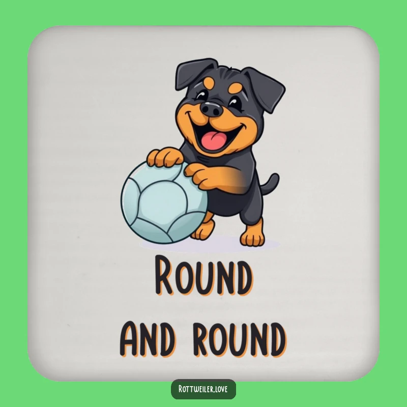 Funny Rottweiler Fetch Drink Coaster: Protect Surfaces with Happy Dog Charm