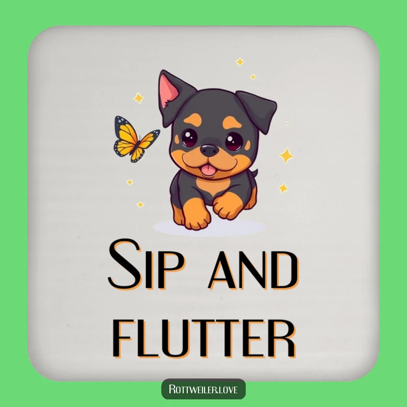 Funny Rottweiler Coaster: Sparkly Chase - Housewarming Gift!