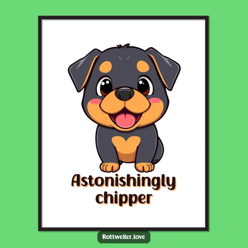 Artistic Funny Kawaii Rottweiler Poster: Surprised joy, a unique funny gift for wall decor.