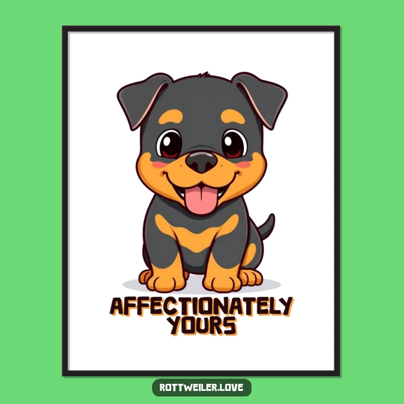Funny Kawaii Rottweiler Nudge Poster, Affectionate Dog Wall Art, Happy Pup Decor