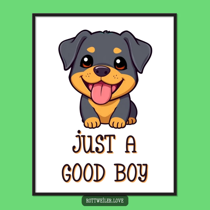 Funny Kawaii Rottweiler Poster: Adorable Art for Your Walls
