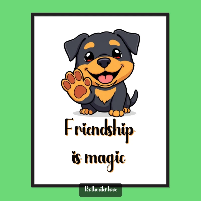 Funny Kawaii Rottweiler Poster: Adorable Wall Art for a Friendly Vibe