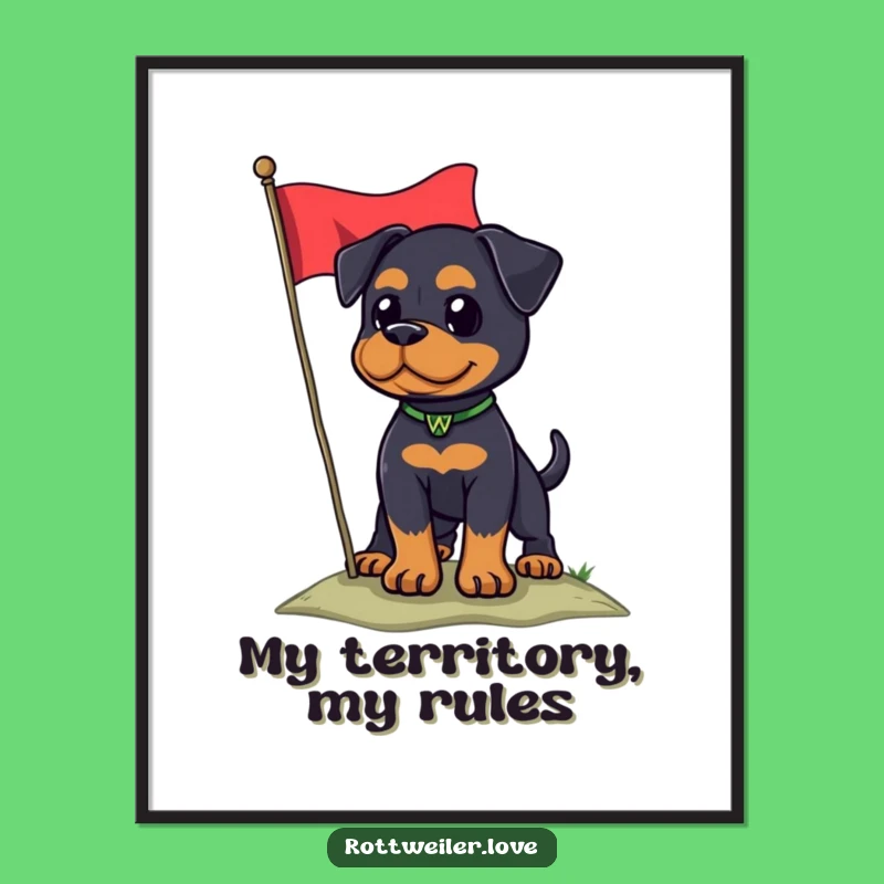 Funny Rottweiler Flag Poster: Patriotic Dog Wall Art Gift Idea