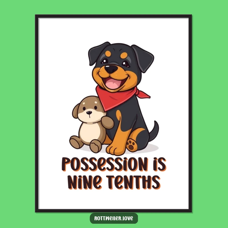 Funny Rottweiler Guard Poster: Joyful Wall Art for Dog Lovers