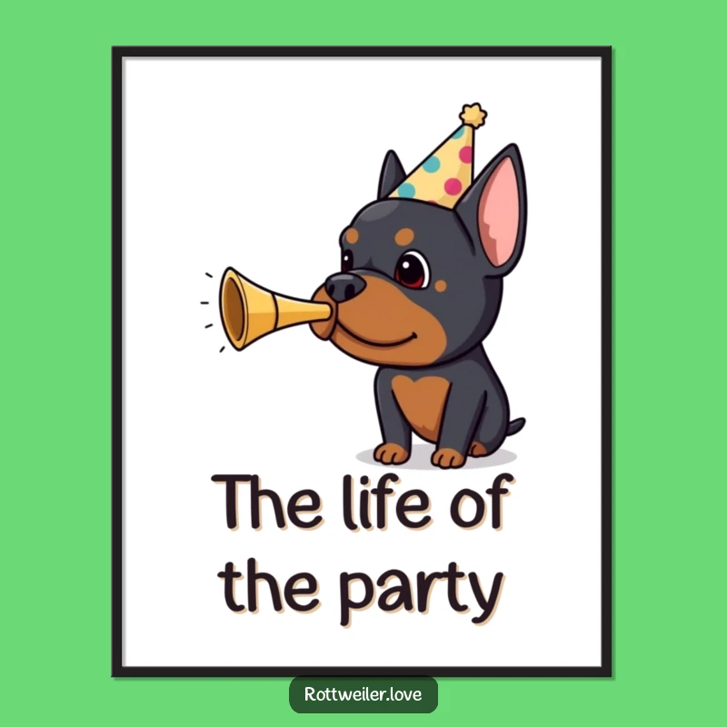Funny Rottweiler Party Poster: Vibrant Wall Art for a Hilarious Dog Lover's Home