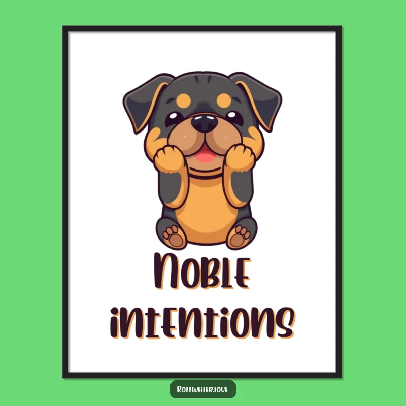 Funny Rottweiler Bowing Poster - Hilarious Dog Wall Art