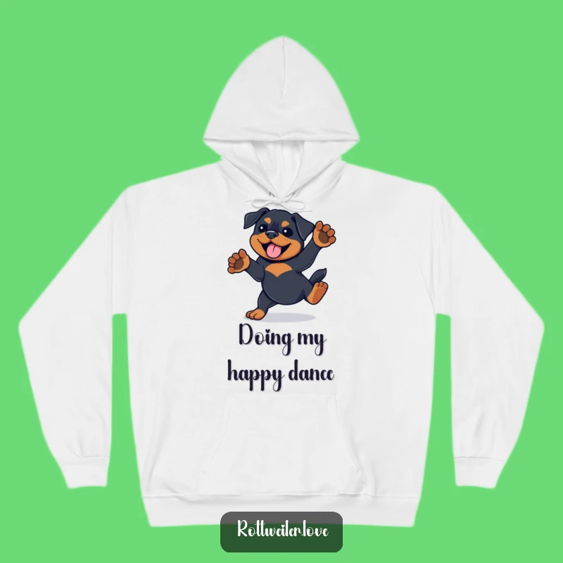 Cozy Funny Rottweiler Hoodie: Playful Spin Comfort