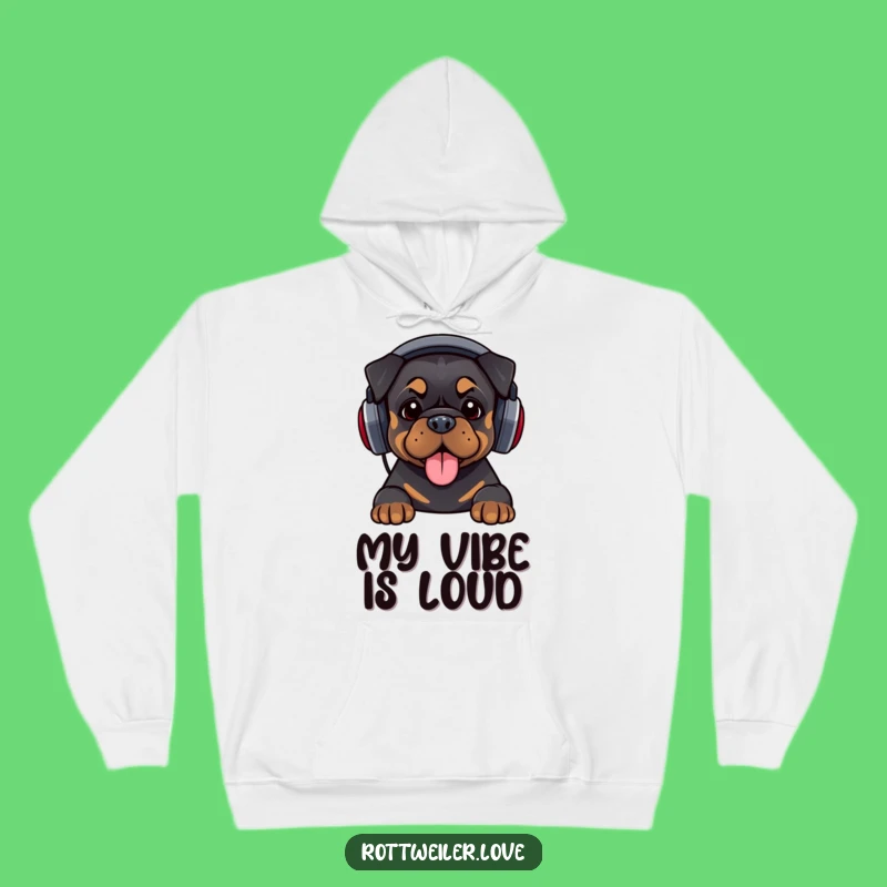 Funny DJ Rottweiler Hoodie: Cozy Headphones Beat, Perfect Music Gift