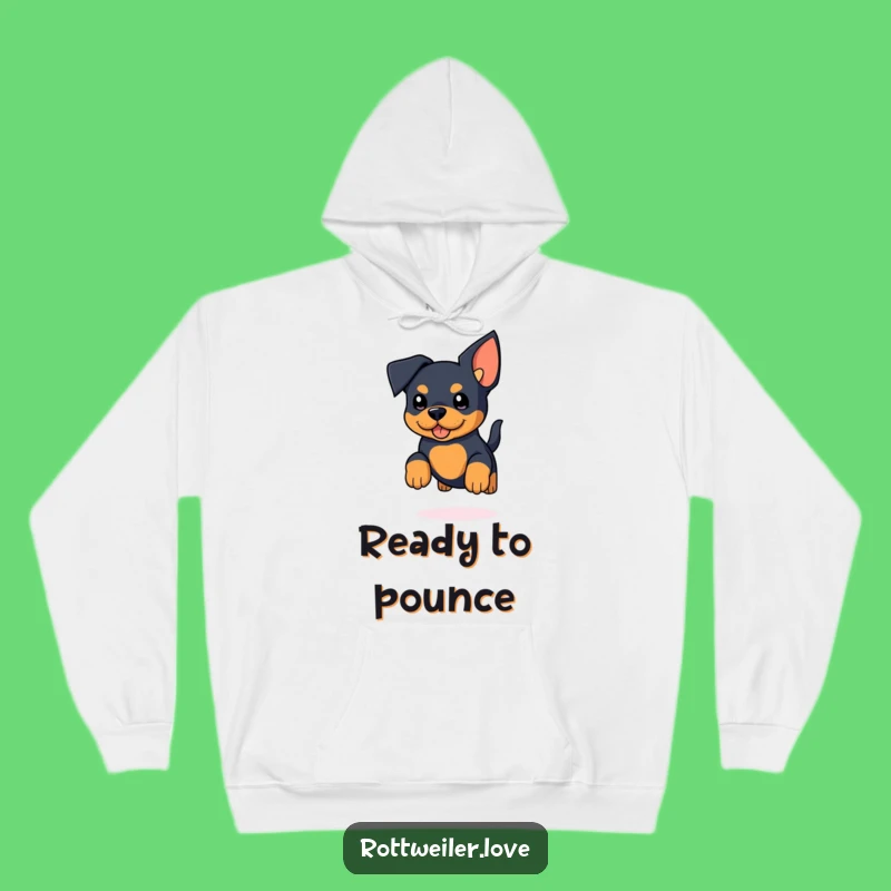 Funny Kawaii Rottweiler Hoodie: Oversized Ears, Joyful Jump - Cozy Gift!