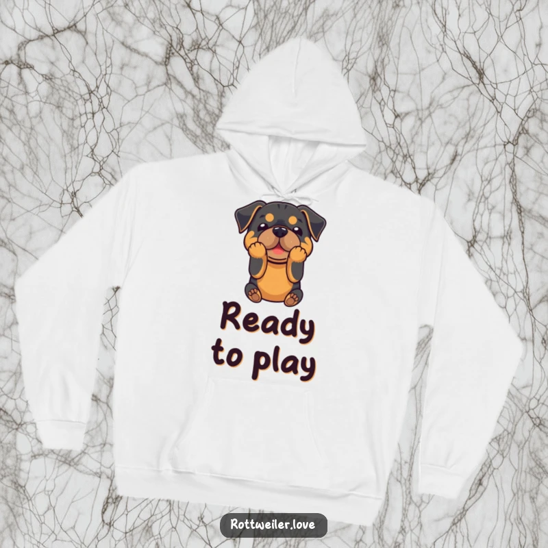 Funny hoodie designed with a Rottweiler doing a humorous and playful bow, perfect for cozying up with a smile.