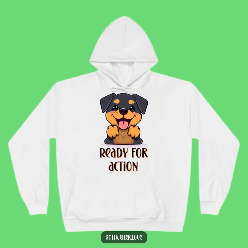 Cozy Funny Kawaii Rottweiler Bark Hoodie: Stay Warm with This Energetic Pup!
