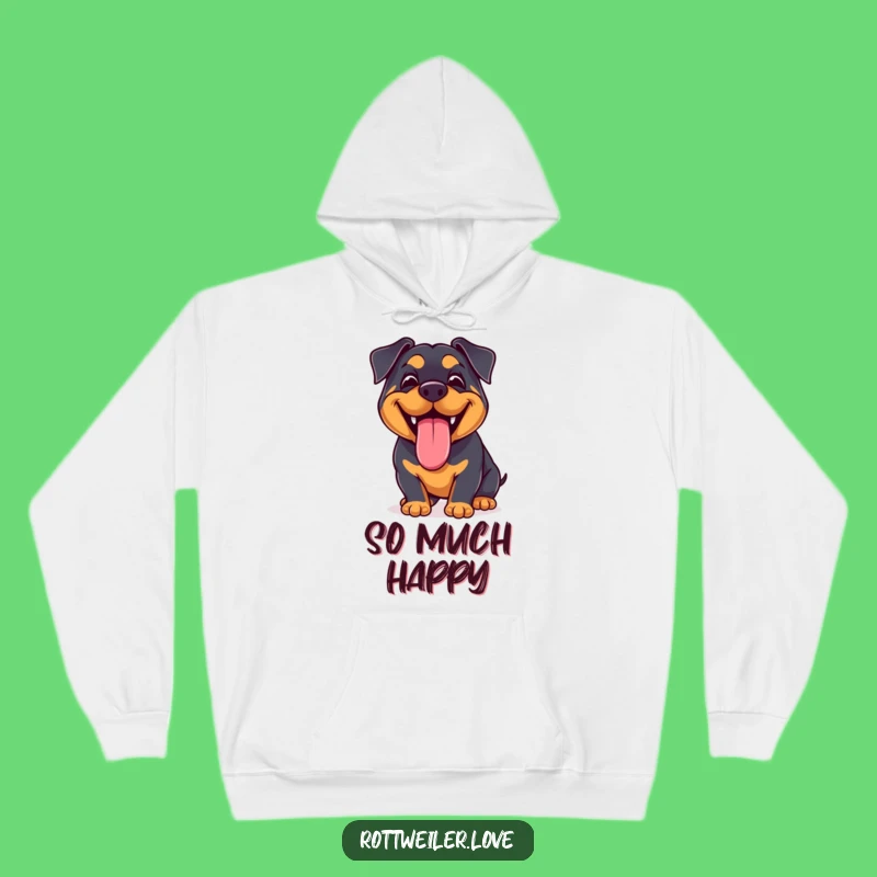 Cozy Funny Kawaii Rottweiler Grin Hoodie: Stay Warm with This Joyful Pup!