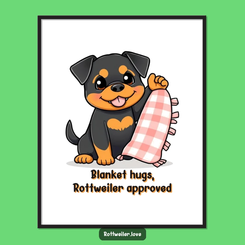 Waving Blanket Rottweiler Free Printable Wall Art: Playful Downloadable Dog Decor