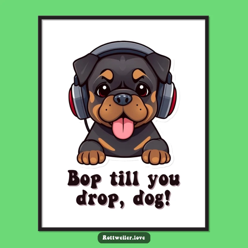 Free Printable DJ Rottweiler Wall Art: Funny Downloadable Decor for a Vibey Space