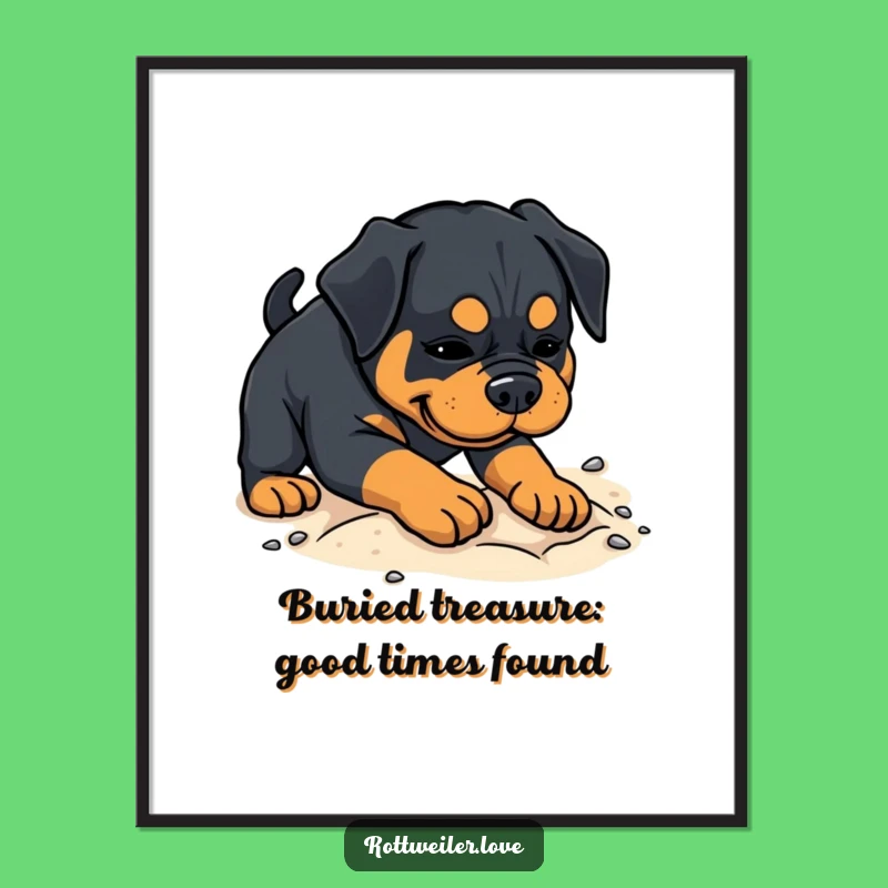 Free Printable Rottweiler Wall Art: Digging Dog Decor, Funny Sandy Art, Downloadable
