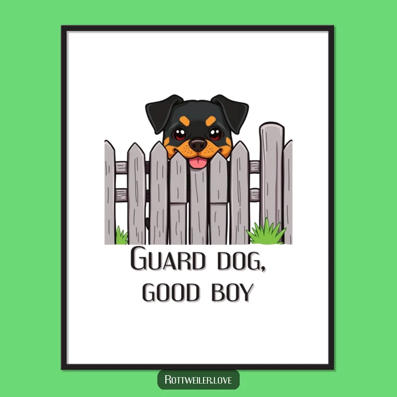 Cheeky Rottweiler Free Printable Wall Art: Grinning Guard, Humorous Downloadable Decor for Dog Houses