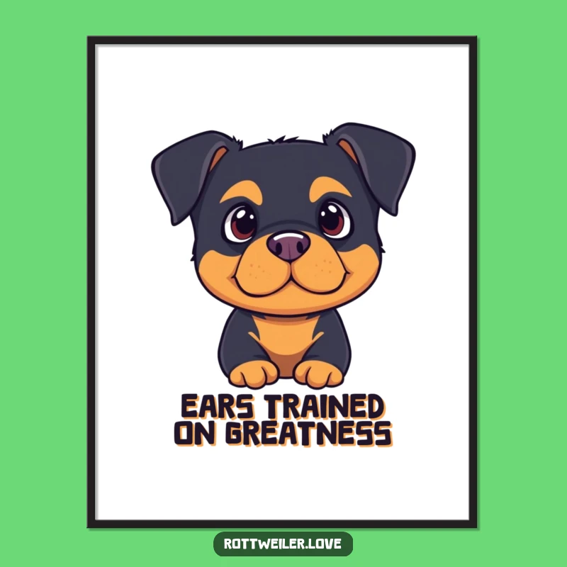 Free Printable Wall Art: Listening Rottweiler, Adorable Downloadable Pet Decor