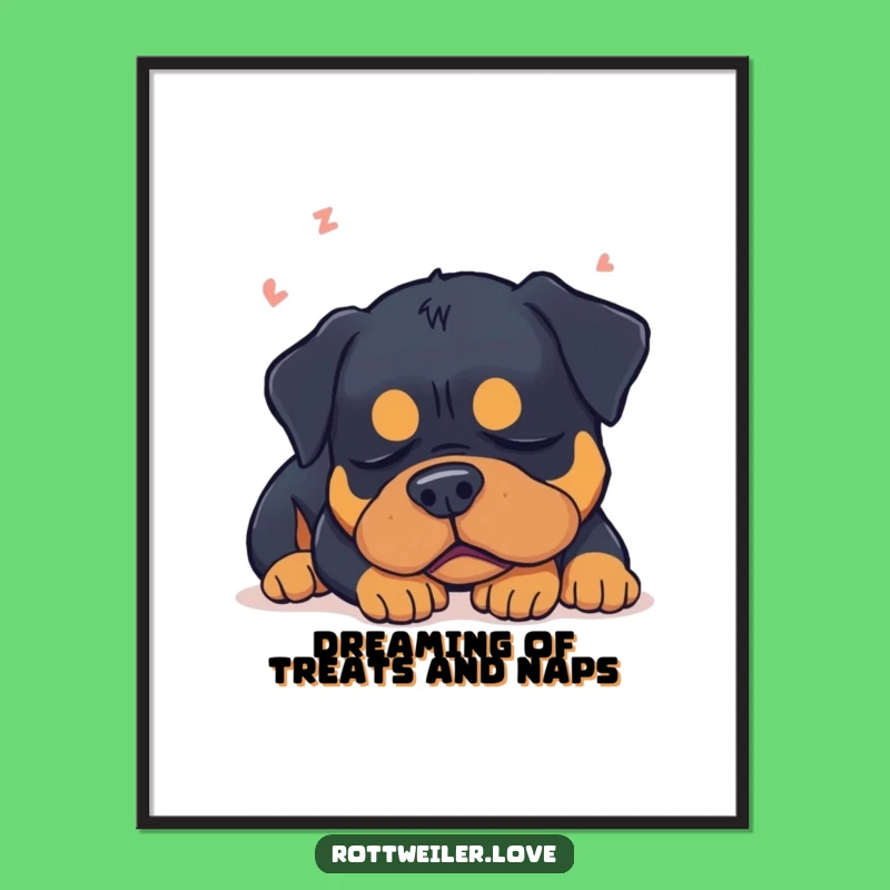 Free Printable Rottweiler Wall Art: Sleepy Dog Dreams of Sweet Dreams!