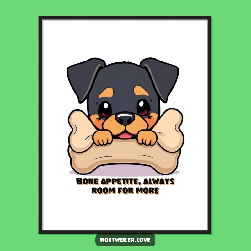 Funny Free Printable Wall Art: Rottweiler Bone Hideout, Quirky Dog Decor