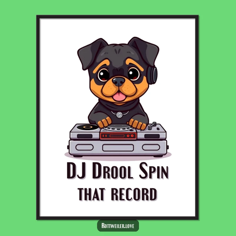 Funny Free Printable Wall Art: Rottweiler DJ, Downloadable Music Lover Decor