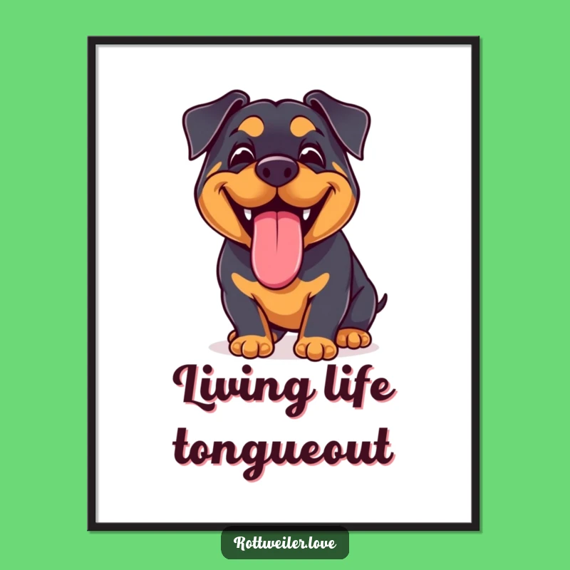 Free Printable Kawaii Rottweiler Grin Wall Art: Joyful Dog Decor!