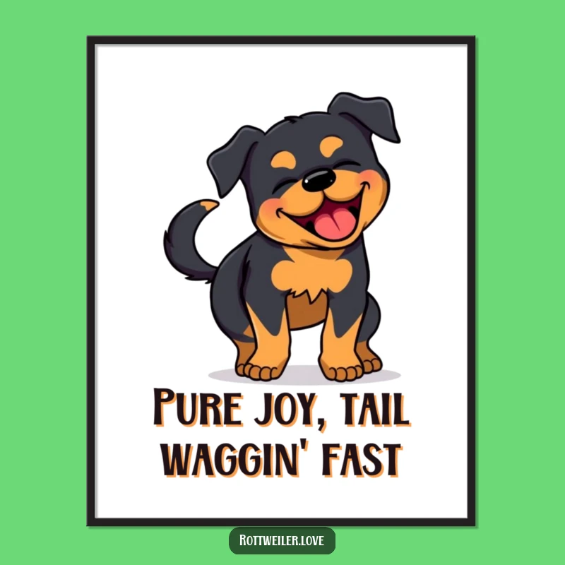 Funny Free Printable Wall Art: Happy Rottweiler - Quirky Downloadable Decor!