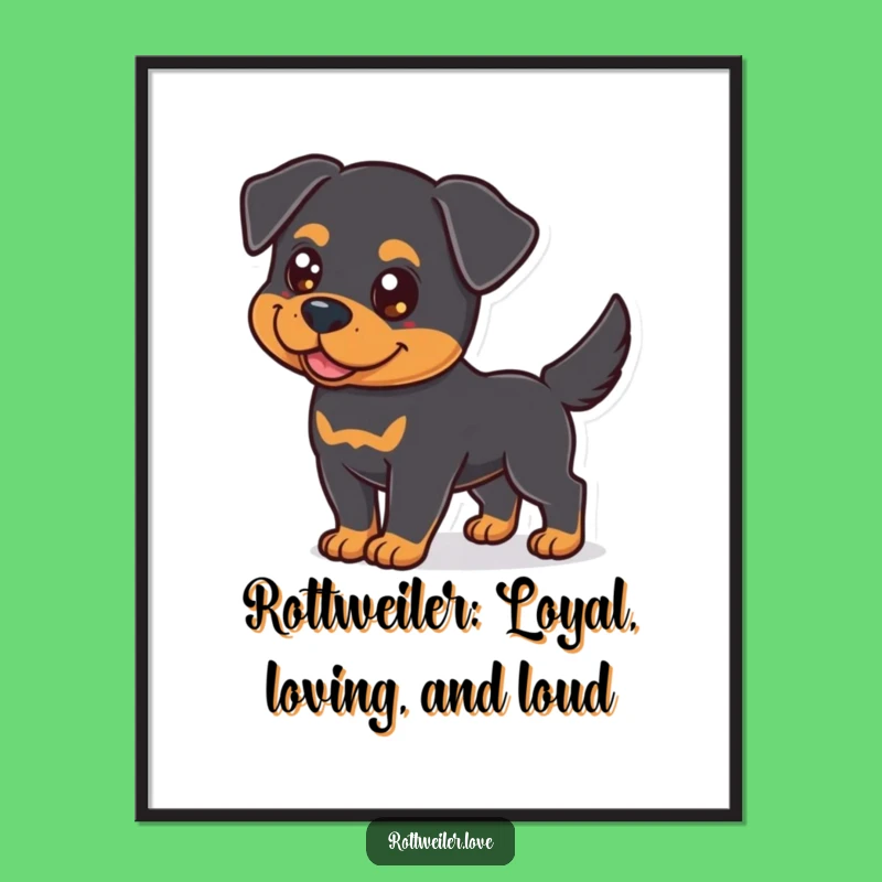 Funny Free Printable Wall Art: Rottweiler Wagging Tail, Cute Dog Downloadable Decor