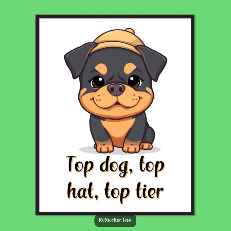 Funny Rottweiler Wall Art: Free Printable Kawaii Dog, Downloadable Gift