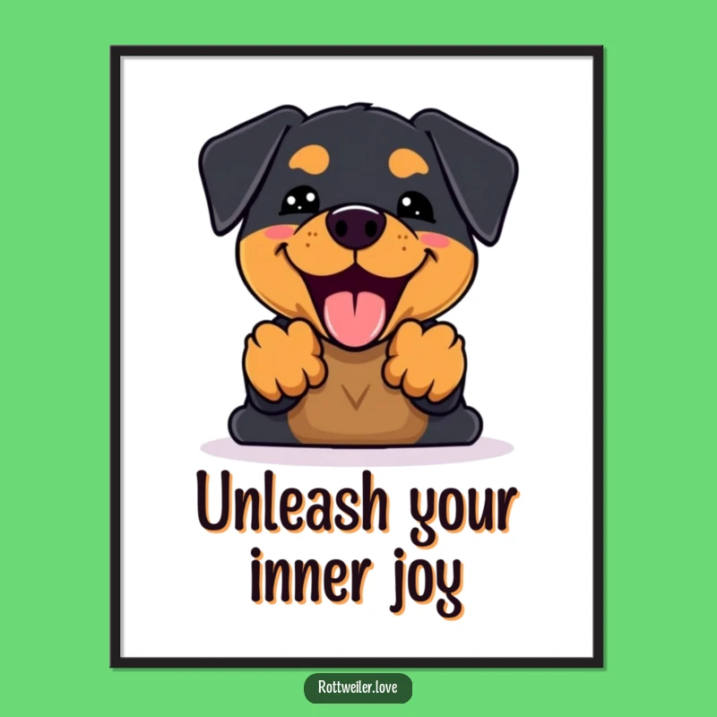 Free Printable Kawaii Rottweiler Wall Art: Happy Bark Decor!